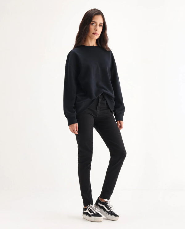Rareism Women Emerald Black Cotton Lycra Fabric High Rise Solid Slim Fit Ankle Length Jeans