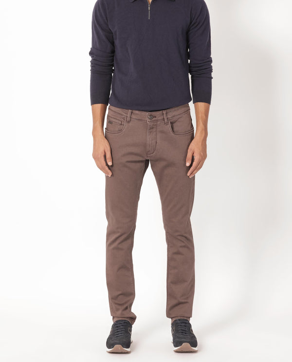 Rare Rabbit Men's Essen Dark Brown Sulphur Dyed Mid-Rise Slim Fit Jeans