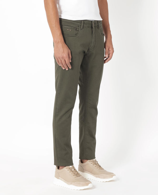 Rare Rabbit Men's Essen Dark Olive Dark Wash Mid-Rise Slim Fit Jeans