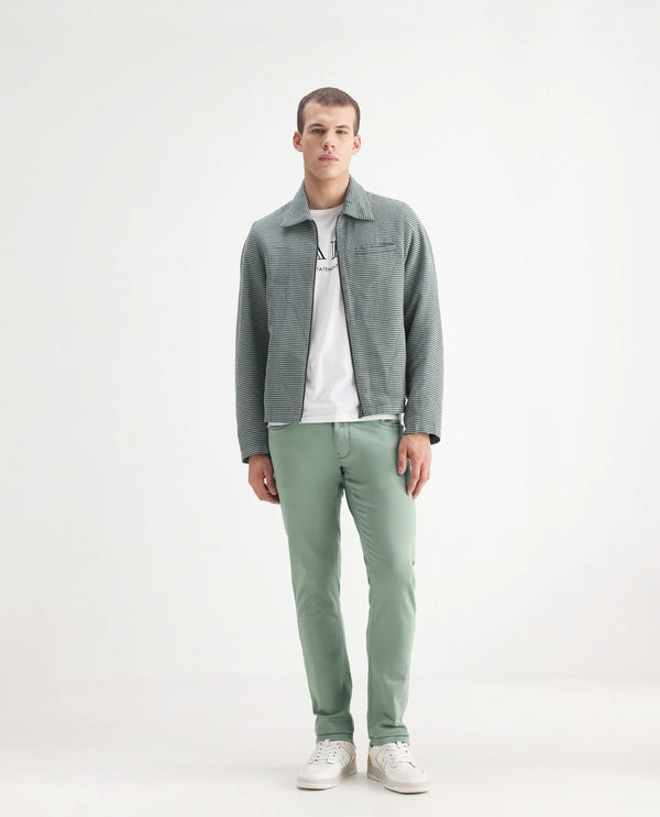 Rare Rabbit Men's Essen Light Green Garment Dyed Mid-Rise Slim Fit Jeans