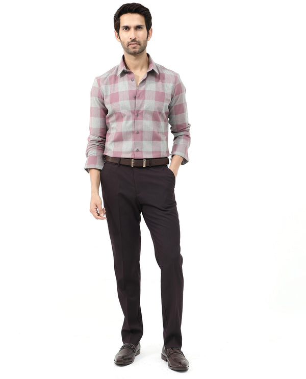 Rare Rabbit Men's Etan Dusky Pink Cotton Fabric Full Sleeve Regular Fit Checks Shirt