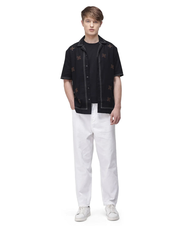Rare Rabbit Men's Evet-2 White Cotton Fabric Rinse Wash Mid Rise Baggy Fit Plain Jeans