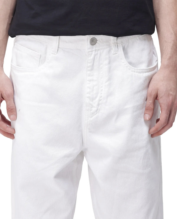 Rare Rabbit Men's Evet-2 White Cotton Fabric Rinse Wash Mid Rise Baggy Fit Plain Jeans