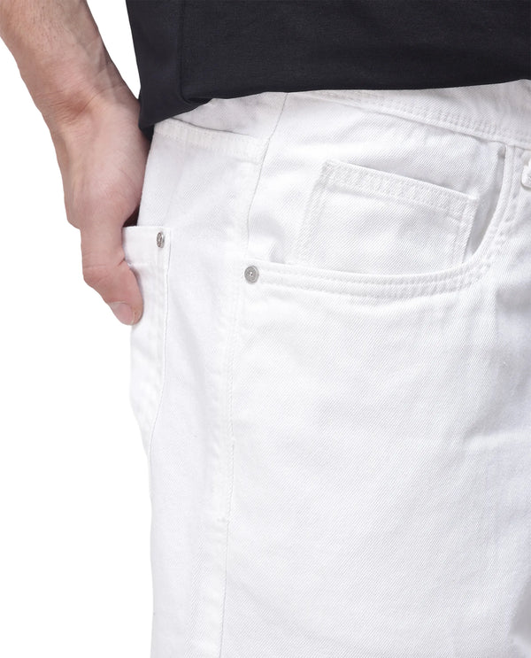 Rare Rabbit Men's Evet-2 White Cotton Fabric Rinse Wash Mid Rise Baggy Fit Plain Jeans