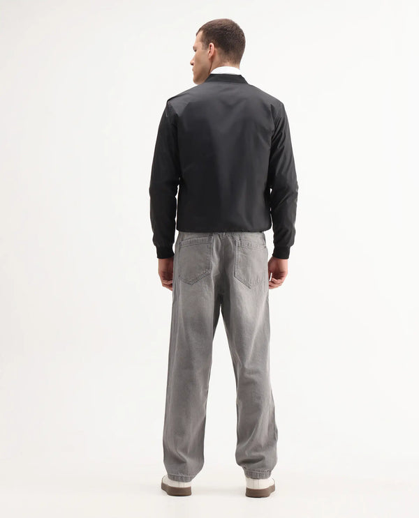 Rare Rabbit Men's Evet-2 Grey Cotton Fabric Rinse Wash Mid Rise Baggy Fit Plain Jeans