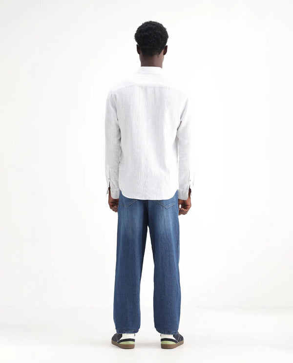 Rare Rabbit Men's Evet Blue Cotton Fabric Mid Rise Baggy Fit Plain Jeans