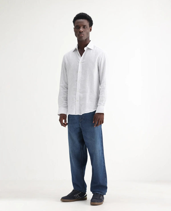 Rare Rabbit Men's Evet Blue Cotton Fabric Mid Rise Baggy Fit Plain Jeans