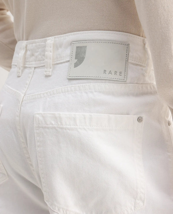 Rare Rabbit Men's Evet-2 White Cotton Fabric Rinse Wash Mid Rise Baggy Fit Plain Jeans