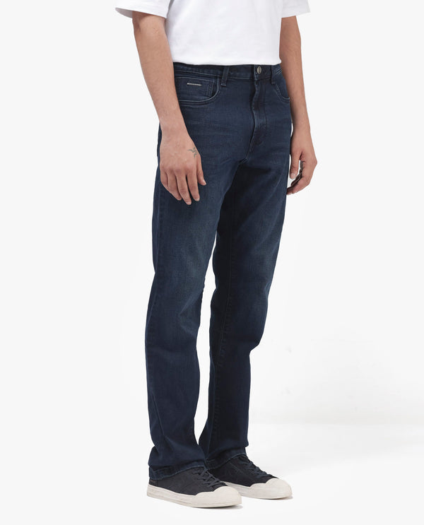 Rare Rabbit Mens Evolve Dark Navy Solid Regular Fit Mid-Rise Dark Wash Jeans