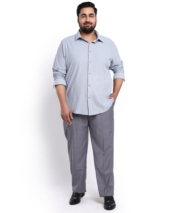 Rare Rabbit Men's Exclo Light Blue Polyester Fabric Full Sleeves Regular Fit Jacquard Knit Shirt Plus Size