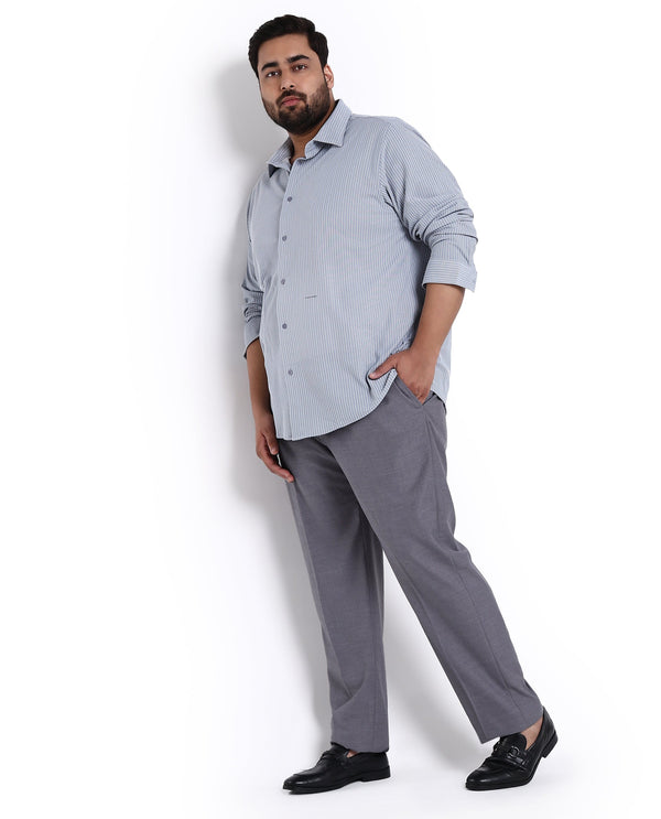 Rare Rabbit Men's Exclo Light Blue Polyester Fabric Full Sleeves Regular Fit Jacquard Knit Shirt Plus Size
