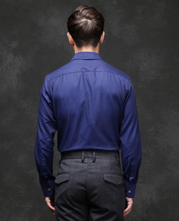 Rare Rabbit Men Fargo Dark Navy Cotton Fabric Full Sleeve Regular Fit Solid Formal Shirt