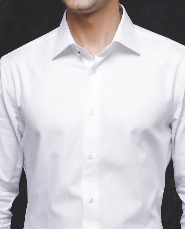 Rare Rabbit Men Fargo White Cotton Fabric Full Sleeve Regular Fit Solid Formal Shirt