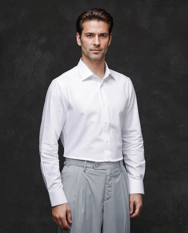 Rare Rabbit Men Fargo White Cotton Fabric Full Sleeve Regular Fit Solid Formal Shirt