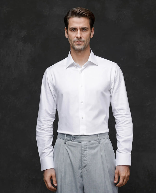 Rare Rabbit Men Fargo White Cotton Fabric Full Sleeve Regular Fit Solid Formal Shirt