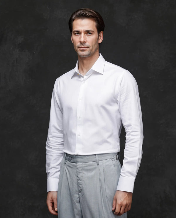 Rare Rabbit Men Fargo White Cotton Fabric Full Sleeve Regular Fit Solid Formal Shirt