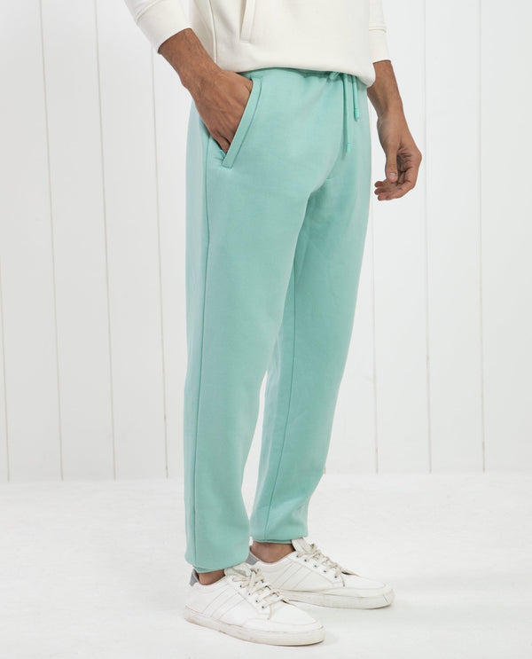 Rare Rabbit Men's Faroe Light Green Cotton Polyester Fabric Drawstring Closure Regular Fit Mid Rise Trackpant