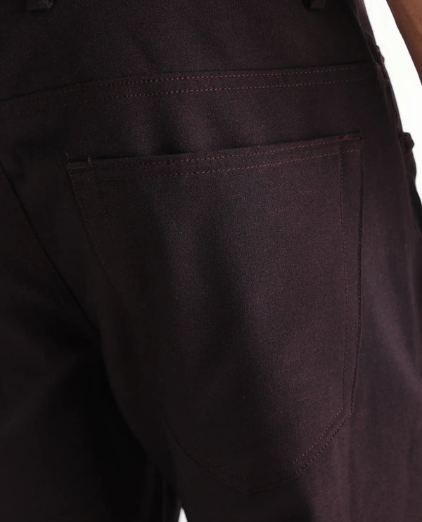 Rare Rabbit Men Fastro Dark Maroon Mid Rise 4 Wat Stretch Regular Fit Plain Trouser
