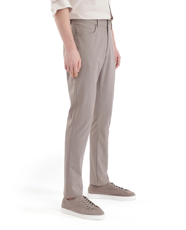 Rare Rabbit Men Fastro Dusky Beige Button Closure Regular Fit Plain Trouser