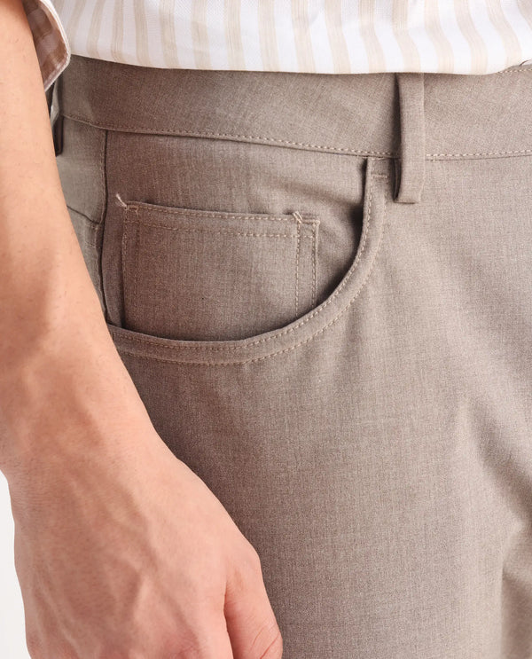 Rare Rabbit Men Fastro Dusky Beige Button Closure Regular Fit Plain Trouser