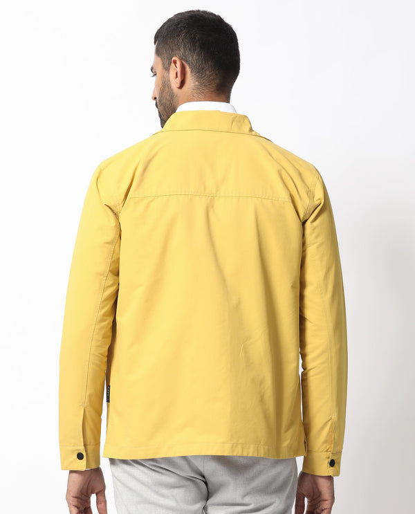 Rare Rabbit Men's Feliu Yellow Plain Multi Pocket Utility Jacket