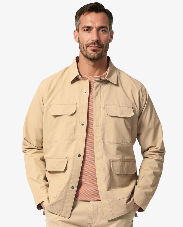 Rare Rabbit Men's Feliu Light Beige Plain Multi Pocket Utility Jacket