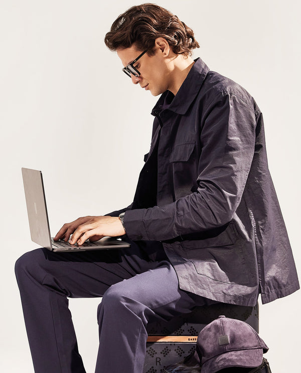 Rare Rabbit Men's Feliu Navy Plain Multi Pocket Utility Jacket