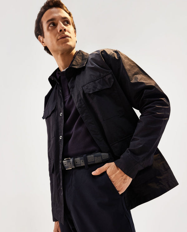 Rare Rabbit Men's Feliu Navy Plain Multi Pocket Utility Jacket