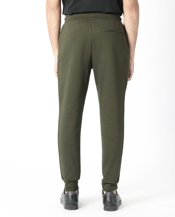 Rare Rabbit Men's Fenit Olive Cotton Polyester Fabric Drawstring Closure Regular Fit Mid Rise Trackpant