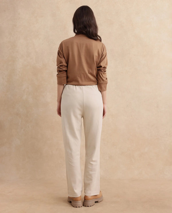 Rareism Women Fider Beige Plain Track Pant
