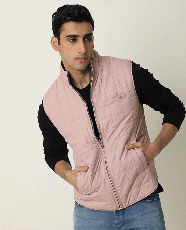 Rare Rabbit Men's Fillex Dark Rust Solid Reversible Quilted Sleeveless Puffer Jacket