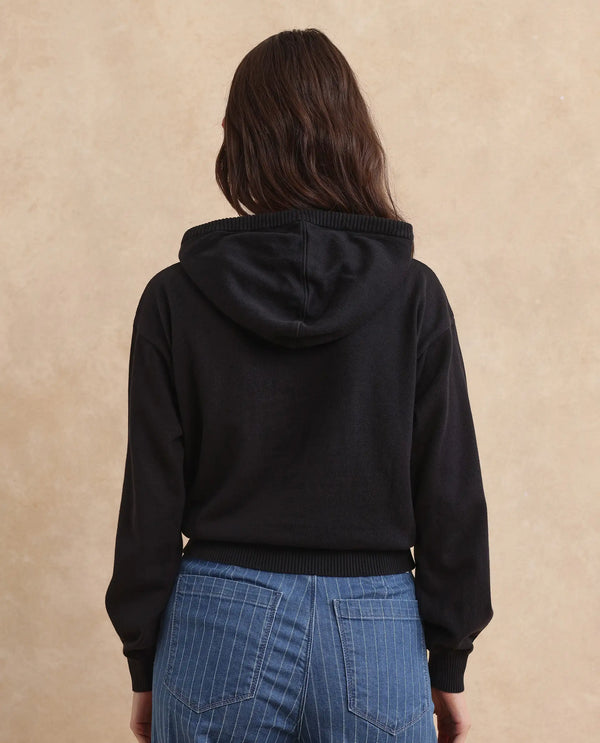 Rareism Women Finnet T Black Plain Hooded Plain Sweater