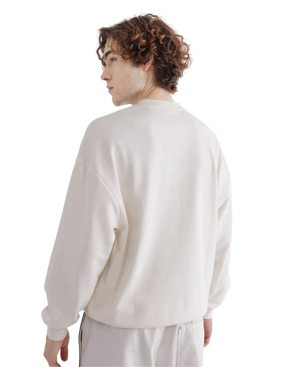 Rare Rabbit Men Fint Off White Cotton Blend Fabric Full Sleeve Boxy Fit Typography Print Sweatshirt