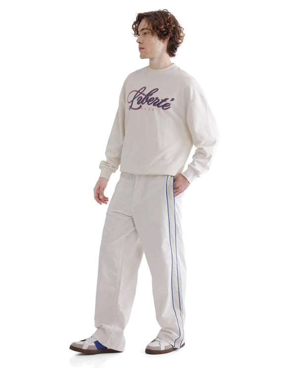 Rare Rabbit Men Fint Off White Cotton Blend Fabric Full Sleeve Boxy Fit Typography Print Sweatshirt