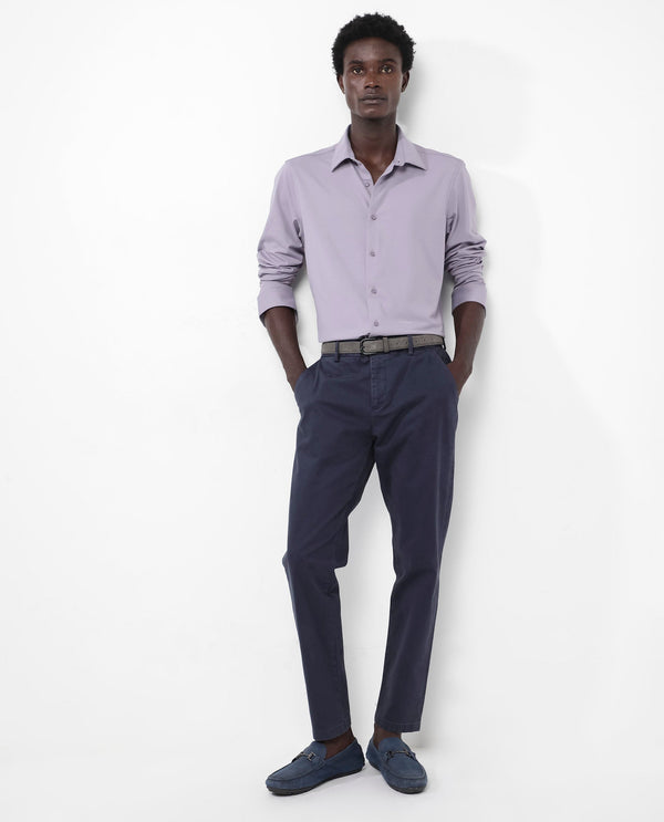Rare Rabbit Men's Flyknit Dusky Purple Cotton Polyester Fabric Full Sleeves Knitted Solid Shirt