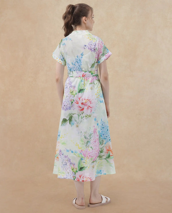 Rareism Womens Fona Multi V Neck Floral Maxi Print Dress