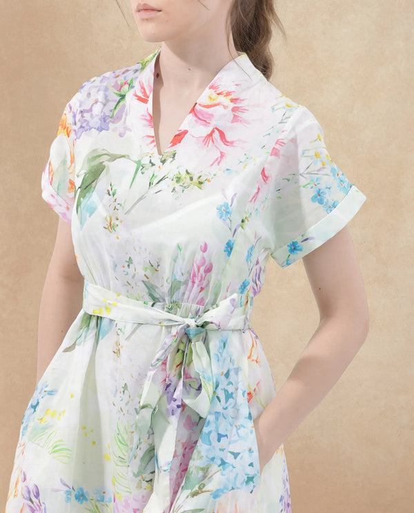Rareism Womens Fona Multi V Neck Floral Maxi Print Dress