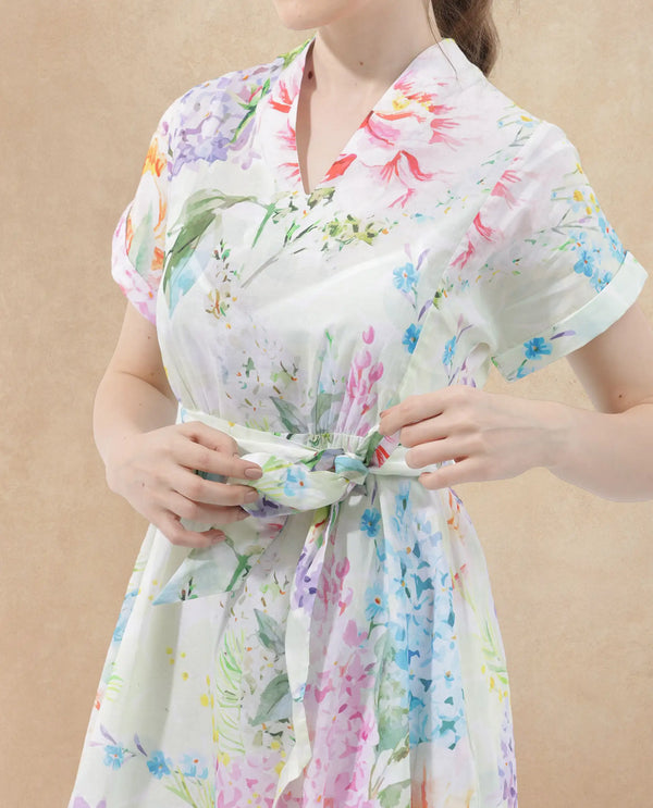 Rareism Womens Fona Multi V Neck Floral Maxi Print Dress