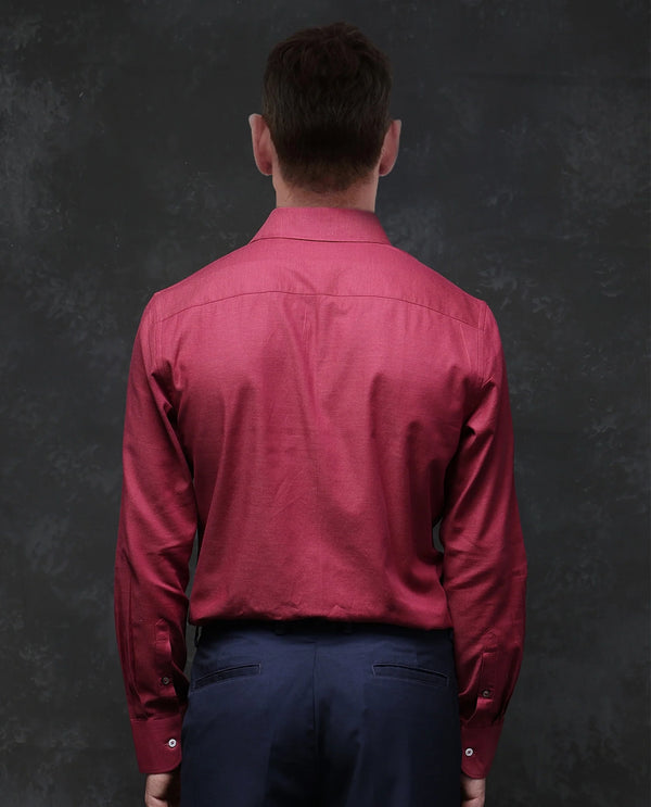 Rare Rabbit Men Forde Red Cotton Melange Fabric Full Sleeve Regular Fit Solid Shirt