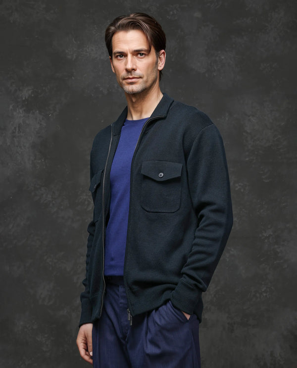 Rare Rabbit Men's Freddo Black Cotton Fabric Full Sleeve Mandarin Collar Zipper Closure Relaxed Fit Solid Jacket