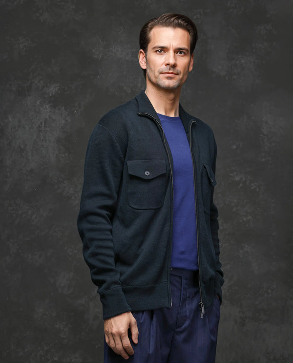 Rare Rabbit Men's Freddo Black Cotton Fabric Full Sleeve Mandarin Collar Zipper Closure Relaxed Fit Solid Jacket