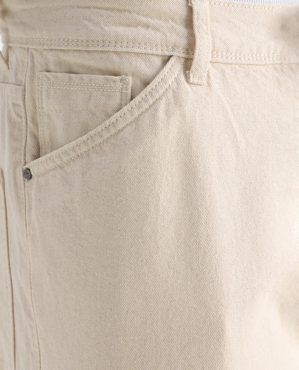 Rare Rabbit Men's Freks Beige Cotton Fabric Button And Zip Closure Baggy Fit Plain Jeans