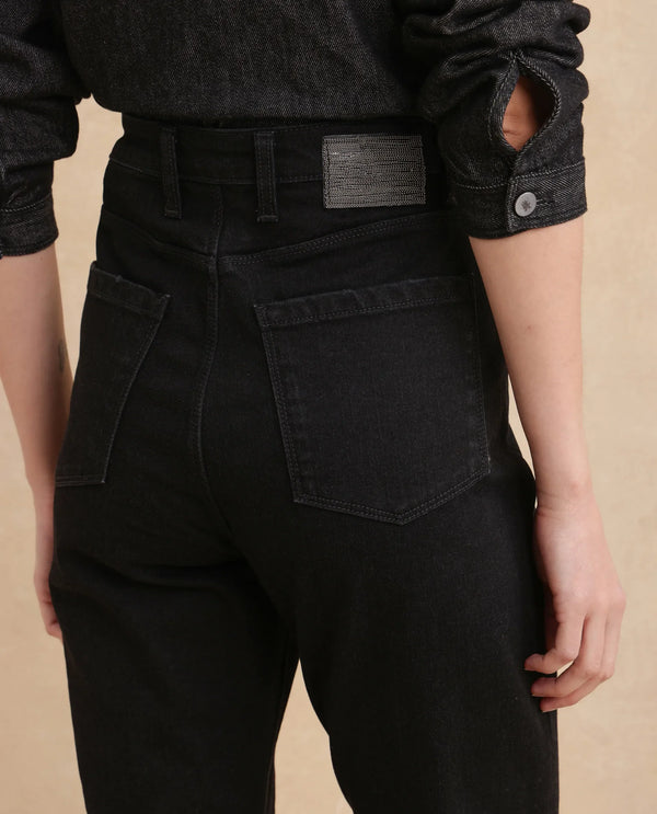 Rareism Women Frita Black Cotton Polyester Fabric Plain Jeans