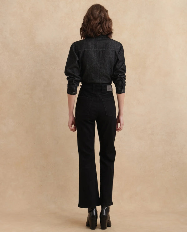 Rareism Women Frita Black Cotton Polyester Fabric Plain Jeans