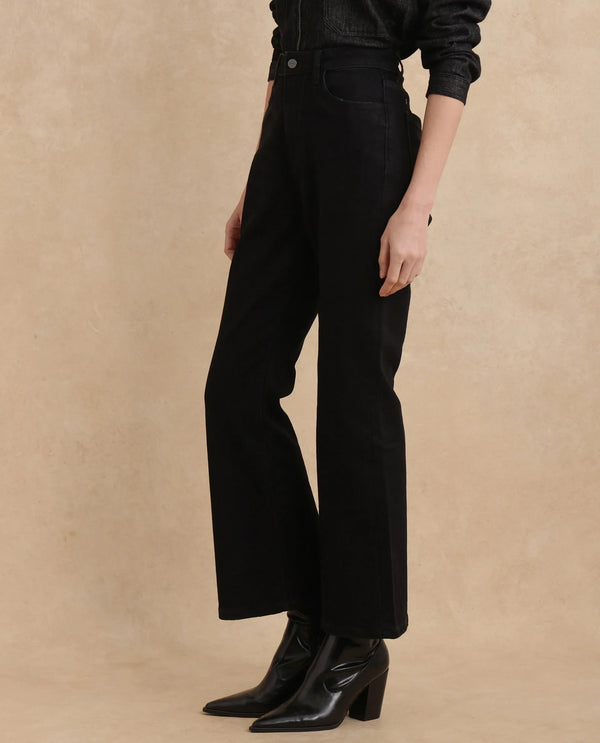 Rareism Women Frita Black Cotton Polyester Fabric Plain Jeans