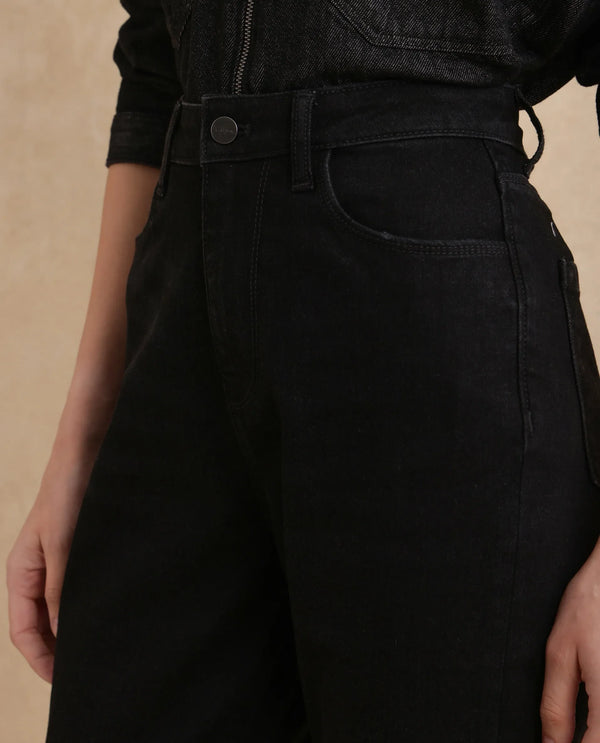 Rareism Women Frita Black Cotton Polyester Fabric Plain Jeans