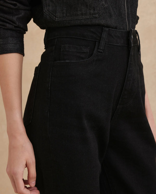 Rareism Women Frita Black Cotton Polyester Fabric Plain Jeans