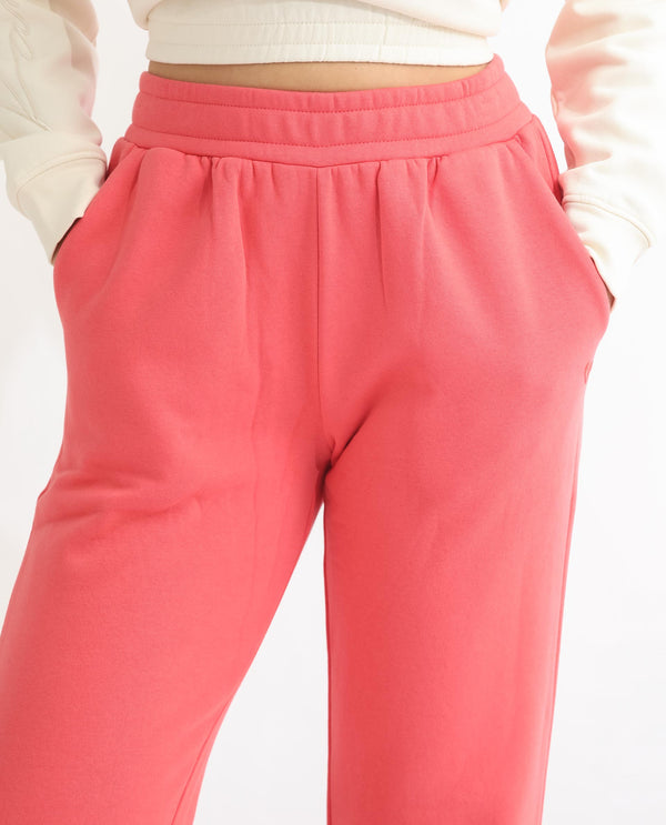 Rareism Women Fronk Orange Poly Cotton Fabric Tailored Fit Solid Mid Rise Ankle Length Track Pant