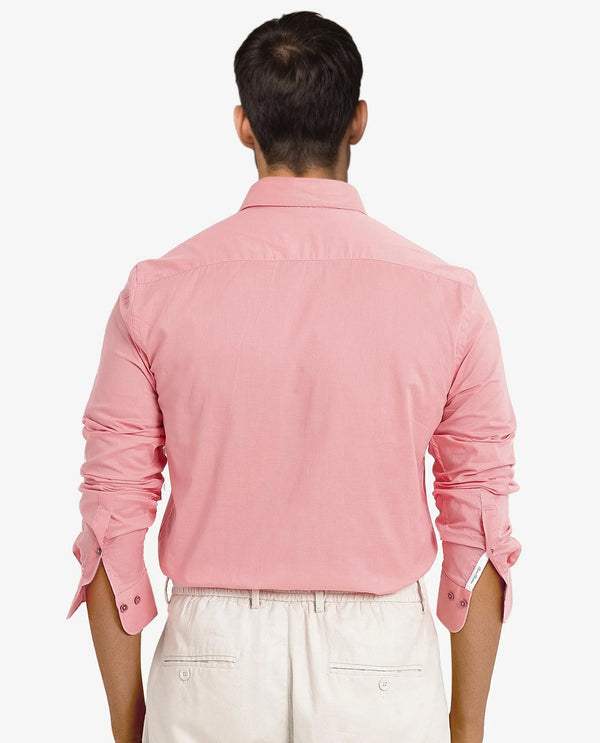 Rare Rabbit Men's Fullslee Coral Cotton Fabric Full Sleeves Solid Shirt