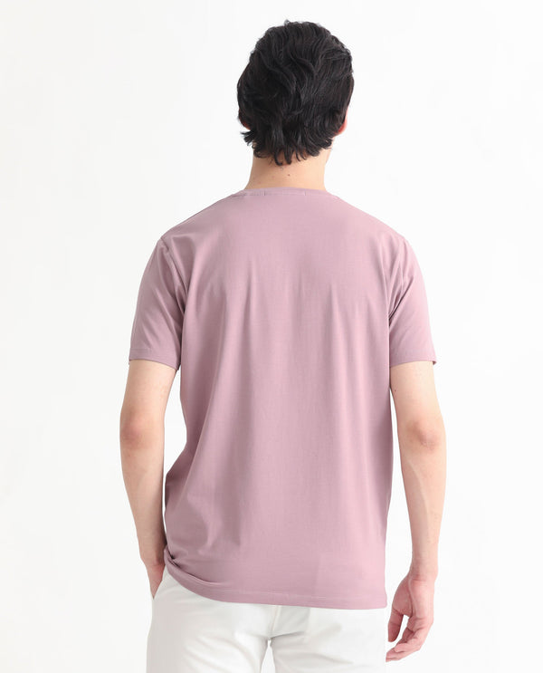 Rare Rabbit Men's Funes Dusky Pink Cotton Lycra Fabric Crew Neck Half Sleeves Regular Fit Floral Graphic Printed T-Shirt